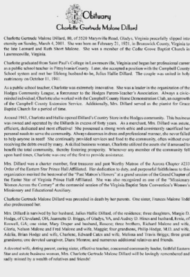 Charlotte Gertrude Malone Dillard-obituary Charlotte Gertrude Malone Dillard-obituary