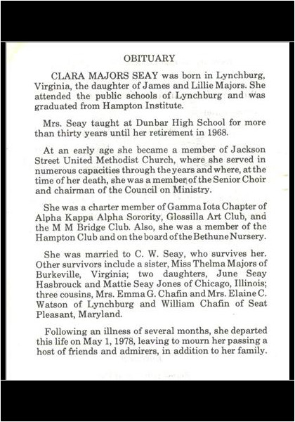 Clara Seay-obituary