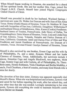 Mozell Cage Springs-obituary pt. 2