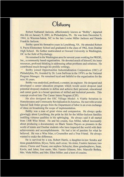Robert(Bobby) Jackson-obituary