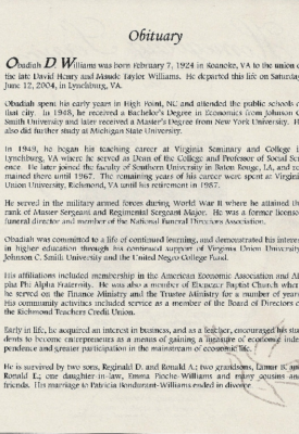 Obadiah D. Williams-obituary