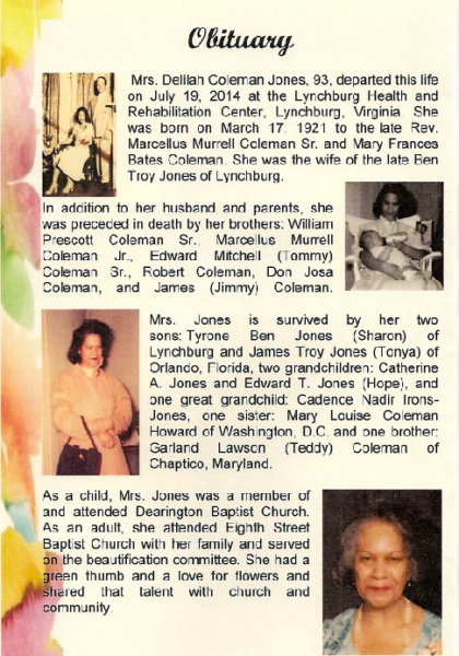 Delilah Coleman Jones-obituary