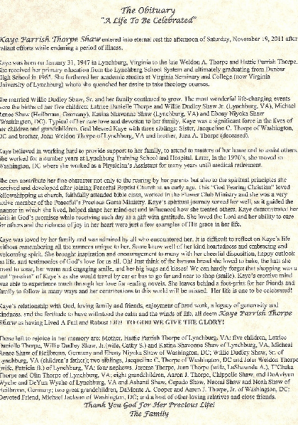 Kaye Parrish Thorpe Shaw-obituary