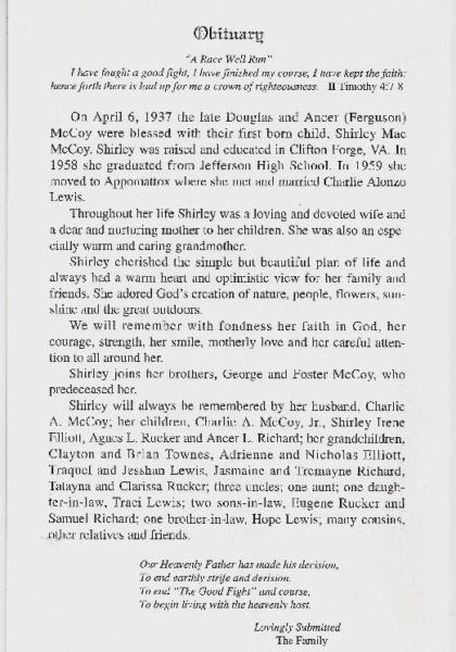Shirley Mae McCoy Lewis-obituary