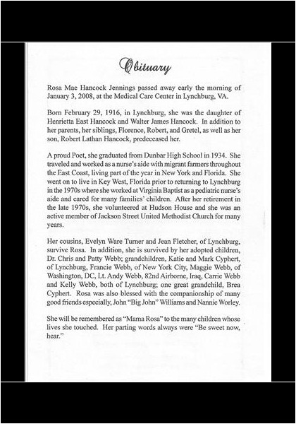 Rosa Jennings-obituary