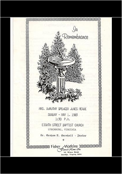 Dorothy Spencer Jones Meade DHS-'27, (my 3rd grade teacher)