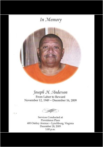 Joseph H. Anderson Memorial Service