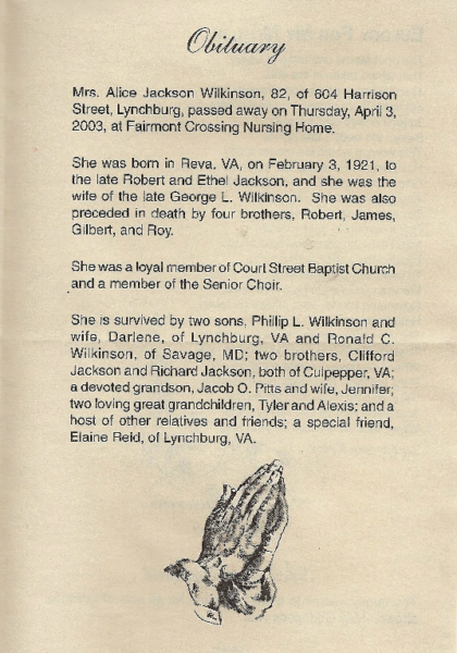 Alice Jackson Wilkerson-obituary