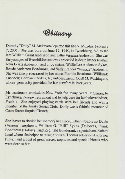 Dorothy "Dolly" M. Anderson-obituary