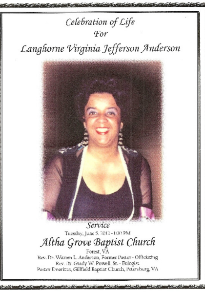 Langhorne Virginia Jefferson Anderson DHS-'59