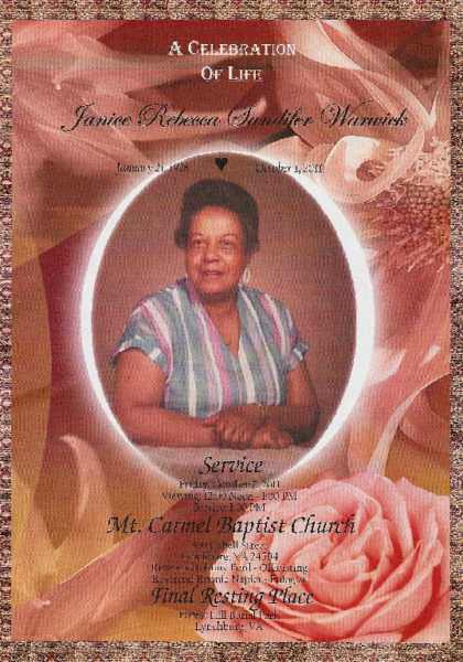 Janice Rebecca Sandifer Warwick DHS-'44