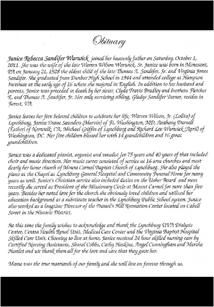 Janice Rebecca Sandifer Warwick DHS-'44-obituary