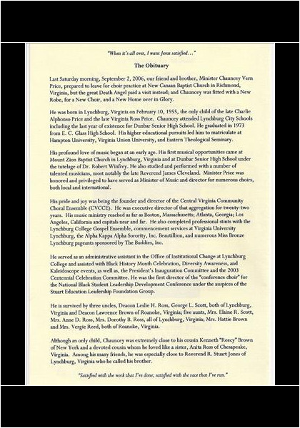 Chauncy Price-obituary