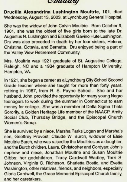 Drucilla Lushington Moultrie-obituary
