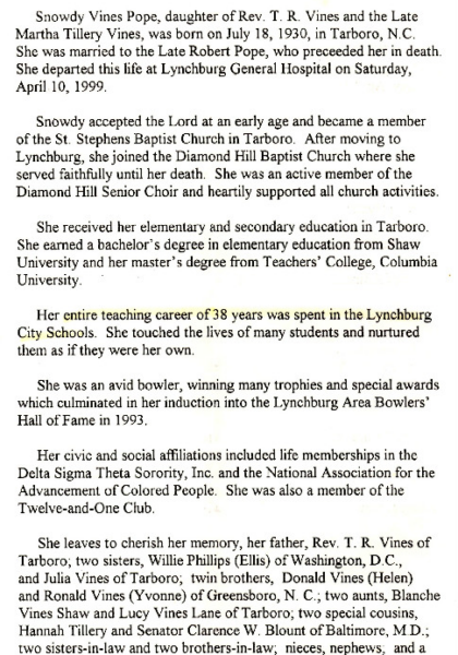 Snowdy Vines Pope-obituary