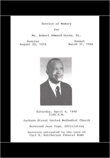 MY DAD! Robert Goins Sr. Anybody who knows my Dad remembers his favorite greeting! "I can't complain, can't complain!" MY DAD! Robert Goins Sr. Anybody who knows my Dad remembers his favorite greeting! "I can't complain, can't complain!"