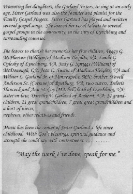 Dorothy Anderson Garland-obituary Part II