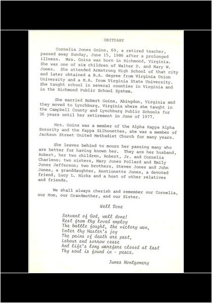 Cornelia Jones Goins-obituary Cornelia Jones Goins-obituary