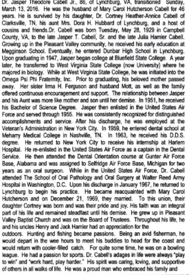 Dr. Jasper T. Cabell-obituary Pt I