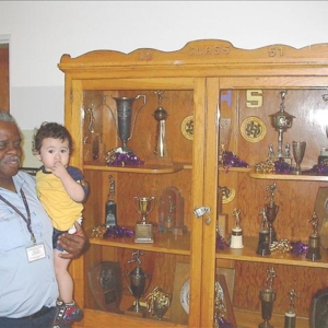 Leroy Brown, now retired, with the last DHS trophy case! Leroy Brown, now retired, with the last DHS trophy case!