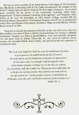 William Sinkler-obituary pt. II