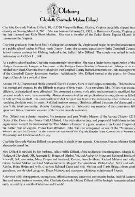 Charlotte Gertrude Malone Dillard-obituary Charlotte Gertrude Malone Dillard-obituary