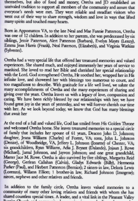 Oretha Patterson Johnson-obituary Pt. II