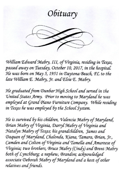 William Edward Mabry III-obituary