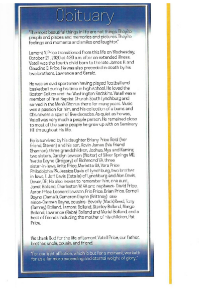 Lamont Vatell Price-obituary