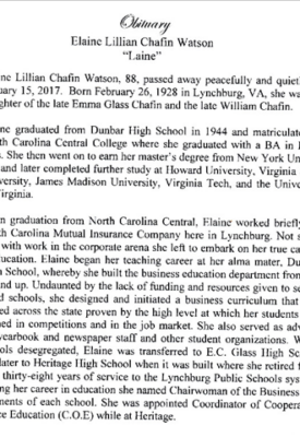 Elaine Lillian Chafin Watson DHS-'44-obituary