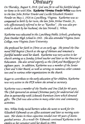 Katherine Fowler White DHS-'43-obituary