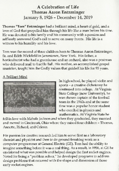 Thomas Aaron Entzminger-obituary Pt I