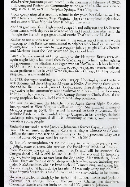 Katherine Johnson-obituary