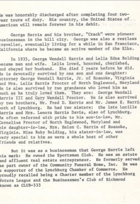 George Harris-obituary pt II