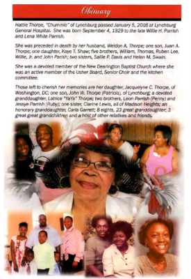 Hattie "Chummie" Thorpe-obituary