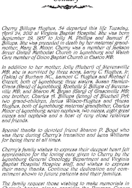Cherry Billups Hughes-obituary