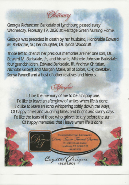 Georgia Barksdale-obituary