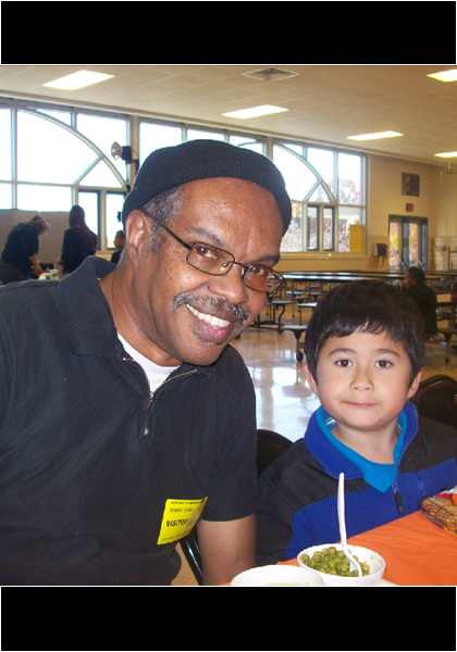Eating lunch at Heritage Elementary for the spotlight lunch!