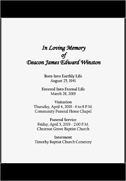 Deacon James Edward Winston-program