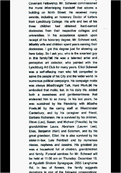 Elliot Schewel-obituary Pt. III