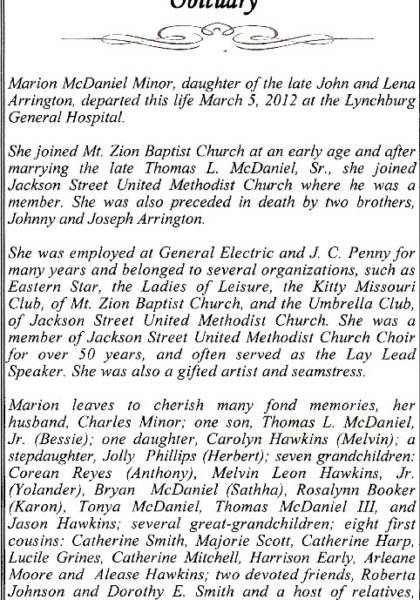 Marion McDaniel Minor-obituary