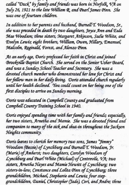 Doris Pinn Woodson-CCTS-'40-obituary