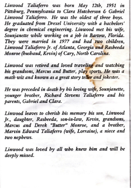 Linwood Taliaferro-obituary