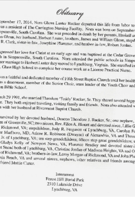 Nora Glenn Rucker-obituary pt. II