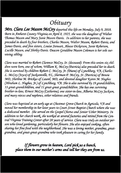 Clara Mason McCoy-obituary