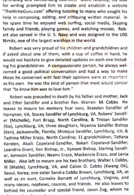 Robert Major Sanfifer-obituary pt II