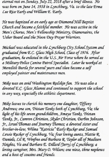 Michael "KooKoo" Early-obituary