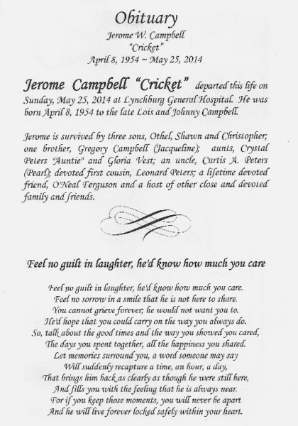 Jerome "Cricket" Campbell-obituary