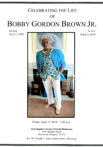 Bobby Gordon Brown Jr. DHS-'68