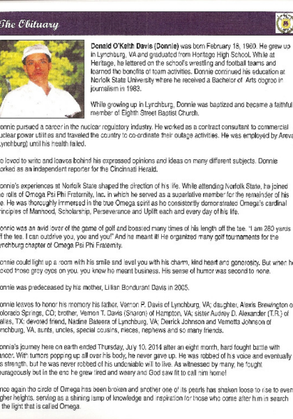 Donald "Donnie" Davis -obituary